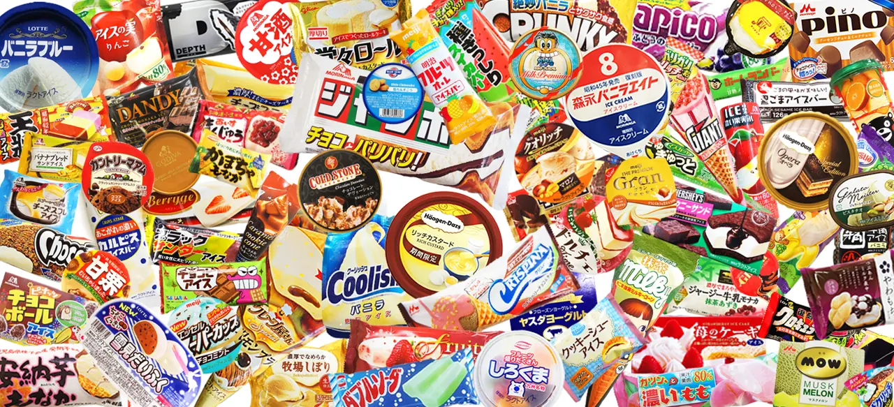 コンビニアイスのパッケージがぎっしり並んだメインビジュアル